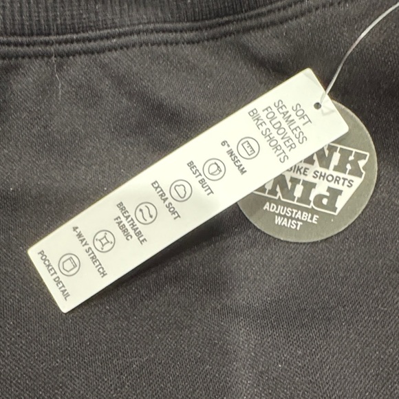 PINK Victoria's Secret Black Biker Shorts with Striped Waistband (A1-4) - Picture 5 of 6